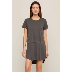 NWT Michael Lauren Classic Rayon Jersey Knit Short Sleeve T-Shirt Dress Grey XS